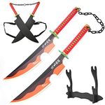 Cold Blade Carbon Steel Demon Slayer Sword, 31 Inches Two Tengen Uzui Sword Included, Metal&Plastic Anime Samurai, Tengen Uzui