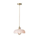 NICRX 25cm Industrial Vintage Pendant Lighting Fixture Glass Lotus Lamp Shade Pendant Light Chandelier E27 Brass Finish Ceiling Hanging Lamp (White)