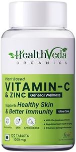 HEALTH VEDA ORGANICS PRIVATE LIMITED Natural Vitamin C 1000 mg I 120 Veg Tablets I Boosts Immunity, Antioxidant & Skin Care | For both Men & Women