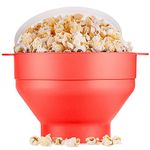 EcoEarth Microwave Popcorn Maker (Red Pepper) - Collapsible Food-Grade Silicone Popcorn Popper Bowl w/Lid - Hot Air Popper at Home for Family Movie Nights - BPA-Free & Dishwasher Safe