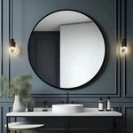 USHOWER 36" Black Round Wall Mirror - Metal Frame Circle Mirror for Bathroom, Bedroom, Living Room, and Entryway Decor