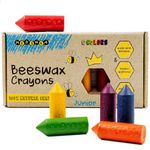 Medenka European Beeswax Crayons Junior - 6 Colors - Crayons for Toddlers - Non Toxic for Years 1-3 - 100% European Beeswax