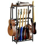 MAHANCRIS Guitar Stand for Acoustic Holder, Electric Guitar, Bass, Multiple Guitar Rack, Floor Adjustable for Guitars, Guitar Amp Accessories, for Home Music Studio, Rustic Brown and Black AGSHR6501