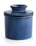 KILNGPT Butter Dish with Lid，Reactive Glaze French Butter Crock for Counter, Ceramic Butter Keeper with Waterline Spreadable and Soft Butter- Blue