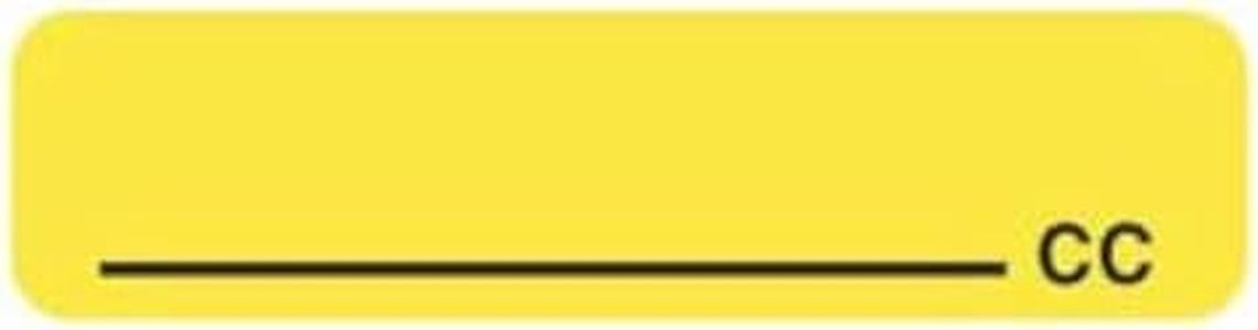 Tabbies Veterinary Drug Syringe Label, Fluorescent Yellow, 1-1/4"W x 5/16"H, "____cc", Sized for Use on Standard Syringes, 760 Labels Per Roll