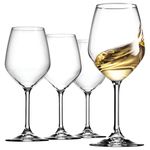 Bormioli Rocco 14.25 oz White Wine Glasses (Set Of 4): Crystal Clear Star Glass, Laser Cut Rim For Wine Tasting, Lead-Free Cups, Elegant Party Drinking Glassware, Dishwasher Safe, Restaurant Quality