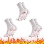 Yananmall 3 Pair Tourmaline Slimming Health Sock Self Heating Socks Thermal Socks Tourmaline Acupressure Socks Foot Massage Socks, White