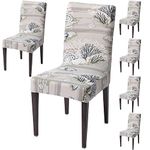 HOKIPO Elastic Stretchable 6 Seat Cover for Chairs Washable Slipcover Protector (AR-4038-D9*6)