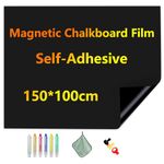 JOMUSAGA Magnetic Chalkboard Paper, 150x100cm Self-Adhesive Blackboard Sheets, Blackboard Film Stick on Wall for School/Home/Office, Include Dry Wipe Pens, Eraser, Magnets