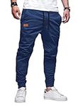 JMIERR Mens Casual Joggers Pants - Cotton Drawstring Chino Cargo Pants Hiking Outdoor Twill Track Jogging Sweatpants Pants with Pockets for Men, US 36(L), B Blue