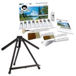 Bob Ross Master Artist Oil Paint Set Bundle with Aluminum Table Easel (2 Items)