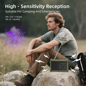 Mesqool Portable Emergency Radio – 12000mAh Power Bank, Green
