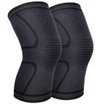 Knee Supports for Men Women - WASPO Compression Knee Sleeve for Arthritis Pain Relief Meniscus Tear, Nonslip Knee Support Brace for Running Squats Crossfit Other Sport (Pair Medium, Black)