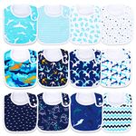 Organic Cotton Baby Bibs - Neutral Design, Ultra-Soft and Absorbent, Side Snap for Easy Removal, Adjustable Sizes, Reusable, Ideal for Drooling, Teething, and Feeding,12-Pack