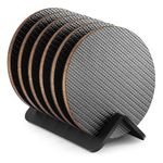 Modern Coasters for Drinks with Holder | 6 Premium Carbon Coasters in Classy Geometric Design | Protect Furniture | Unique Gift in Luxury Gift Box (Dark Gray)