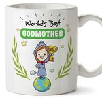 MUGFFINS Godmother Mug/Cup – World's Best Godmother - Coffee Mug for Breakfast/Easter Gift Idea/Birthday Presents for Godmothers/Baptism Gift/Ceramic 11 oz