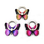 Cacylife 3 Pack of Butterfly Phone Ring Holder Set for iPhone,Cute Metal Butterfly Shaped Cellphone Grip for Girls/Women(Pink,Purple,Yellow), middle