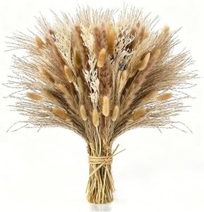 Luvano 100 Pcs Pampas Grass Decor, 17" Natural Pompas & Dried Flowers Bouquet for Vase, Crafts, Boho Wall Art, Western Home, Living Room, Bedroom, Fall Wedding Table & Rustic Farmhouse