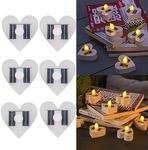 Clearhill 6 Pack Outdoor Solar Candles, Waterproof Heart Lights, Solar Intelligent Sensing Table Candles, Outdoor Party Garden Decoration Wedding Decoration LED Tea Light Candles (White)