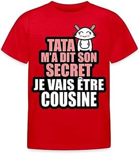 Spreadshirt Tata Je Vais Être Cousine Annonce Grossesse Tante Idée Cadeau T-Shirt Enfant, 98/104 (3-4 Ans), Rouge