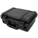 BQKOZFIN Portable Hard Case, IP67 Rated Shockproof Camera Case with Customizable Diced Foam Protects for Equiment, Camera, Electronics, Tools, Microphone, Recorder, 33.5 x 26 x 13CM (Black)