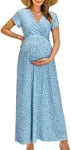 OUGES Maternity Maxi Dress Wrap Bab