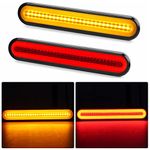 auovo 9" LED Trailer Tail Light Bar Brake Stop Turn Signal Sequential Spin Running Lights 10V/12V/24V/30V for Truck/Trailer/Bus/Van/RV/ATV/Offroad/Utility Marine Boat Red 2PCS