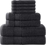 Raymond Clarke 8-Piece Bamboo Cotton 600 GSM Luxury Bath Towel Set for Bathroom, Two Bath Towels, Two Hand Towels & Four Washcloths (Black)