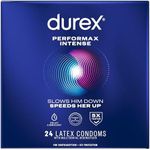 Durex Performax Intense Natural Rubber Latex Condoms, Regular Fit, 24 Count, Contains Desensitizing Lube for Men, FSA & HSA Eligible (Packaging May Vary)