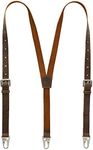 Ringsun Genuine Leather Suspenders for Men, Y Design Leather Suspenders, Dark Brown, 5 ft 3 in. to 5 ft 9 in