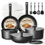 CAROTE 11pc Black Non Stick Cookware Set, Detachable Handle, Induction & Oven Safe, 11 Pieces, Pots and Pans Set, Non Stick with Removable Handle, RV Cookware Set