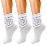 Winterlace 3 Pairs Slouch Socks for Women, Soft Extra Long Scrunch Knee High Sock, Bulk Pack, White, One Size