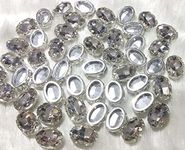 Generic Beads & Crafts: Oval Shape Glass Crystal Clip Stones For Embroidery Work, Jewelry Making, Dress And Diy Craft (10Mm X 14Mm, 50) - White
