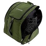 Navaris Ski Boot Bag - Padded Walking Boots Bag - Water-Resistant Polyester Welly Backpack with Pockets - Extra Storage for Hiking and Skiing Accessories - Fits Up to Size 11