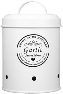 Cabilock Potato Onion Garlic Storage Canister Black Metal Vegetable Fresh Keeper Cadd y Food Storage Bin Kitchen Pantry Organizer Jar White