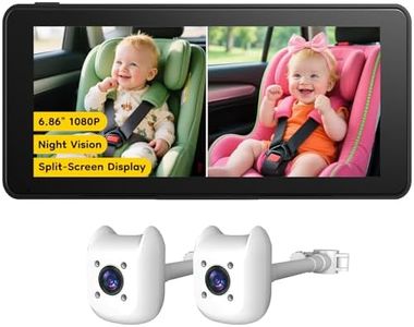 ELECROW 2-Kids Baby Car Camera for Seat with 6.86 Inch Ultrawide Display, Car Camera for Baby Kit USB Powered Backseat with Two Cameras 1080P HD Rear View & IR Night Vision, Easy to Install