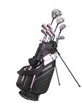 Precise AMG Right-Handed Complete Golf Clubs Set for Regular Height Women (5'3" to 5'9"): 460cc Driver, 21° Hybrid, 3 Wood, 6-PW Stainless Irons, Putter, Stand Bag, 3 H/C's | Pink
