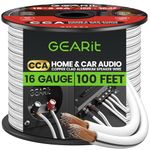 GearIT Speaker Wire Audio Cable CCA 2x1.5mm≤ (30.48 Meters - White) Copper Clad Aluminum - Great for Hi-Fi Home Theater and Car Speakers - 16 Gauge AWG, 100 Feet