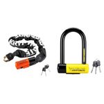 Kryptonite Unisex's Evolution Chain Lock, Black/Orange, 10mm x 90cm & New York FAHGETTABOUDIT Lock - Yellow, Mini