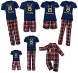 Personalised Matching Family Christmas Pyjamas Tartan Loungewear Cute Reindeer