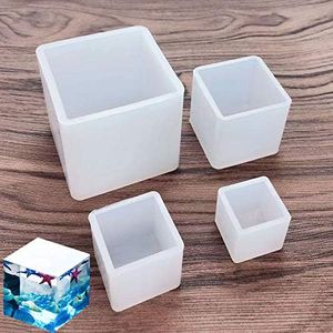 Luckkyme Resin Casting Molds Square Mold Cube Silicone Molds for DIY Craft Making Silicone Clear Casting Molds, 4Size