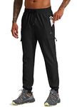 Willit Men's Hiking Cargo Travel Pants Lightweight Quick Dry Running Joggers Athletic Outdoor Pants with Zipper Pockets Black L