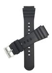 Bandini 22mm Mens Rubber Watch Band, Black, Sport Fits Casio and More, 2 Spring Bars Included