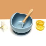 Kids Station 2 Piece Easy to Carry Silicone Baby Feeding Set - Bowl - Spoon - Make Mealtime Fun and Easy - Tableware Meal Utensils for Kids with Suction - Baby Feeding Product (Blue)