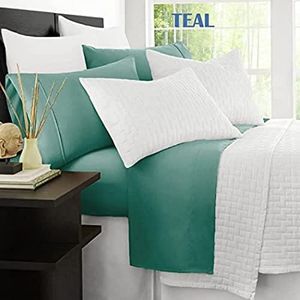 Ramesses 2000 Thread Count Antibacterial Cooling Bamboo Sheet Set, King, Teal