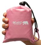 BEARZ Outdoor Travel Blanket - Pocket Sized Beach Blanket Camping Blanket, Waterproof Picnic Blanket, Sandproof Beach Mat - Camping Gadgets & Festival Hiking Accessories (Pink)