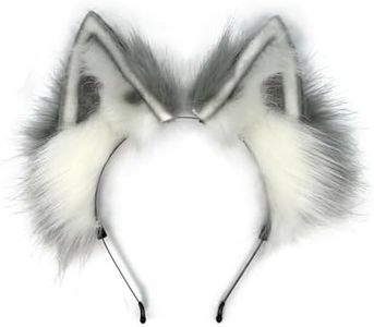 Agymo Handmade Grey Wolf Ears Headbands, Fox Ears, Animal Ears for Cosplay, Halloween & Christmas Gifts