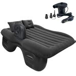 Dyazo Plus Car Air Mattress with Pump & 2 Pillows | Inflatable Back Seat Bed | Comfortable Travel Sleeping Car Bed for Kids & Adults | Perfect for Long Drives, Camping, Picnics & Outdoor Rest (Black)