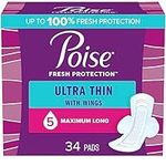 Poise Ultra Thin Postpartum Incontinence Pads, Maximum Absorbency, Long Length, 34 Count