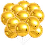 KatchOn, Big Gold Foil Balloons - 22 Inch, Pack of 12 | 4D Gold Balloons, Gold Mylar Balloons | Round 4D Gold Foil Balloon for Gold Party Decorations | New Years Balloons, New Years Decorations 2025